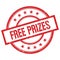 FREE PRIZES text written on red vintage round stamp