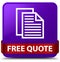 Free quote purple square button red ribbon in middle