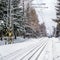 Free railway in winter time in mountains