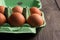 Free-range organic eggs in recycled paper box