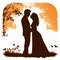 Free Romantic Couples Silhouette Clipart In Dark Orange And Amber Style