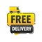 Free shipping delivery. Advertisement Label. Badge with truck.