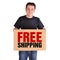 Free Shipping Man with Box on White