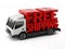 Free shipping text standing on delivery truck. 3D illustration