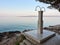 Free showers on a public beach in the Croatian resort of Brela on the Adriatic Sea