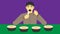 Free space on cup for your food promotion. a man excited to meal recommended on a ware in front of him.  illustration eps10