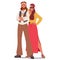 Free-spirited Hippie Subculture Couple Embraces Peace, Love, And Harmony. Their Attire Features Flowing Fabrics