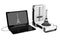 Free Standing Modern Desktop Home 3D Scanner Connected to Laptop