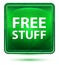 Free Stuff Neon Light Green Square Button