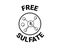 Free sulfate icon. chemical model sls. vector sign. back and white badge