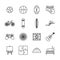 Free Time Or Hobby Icons Thin Line Set