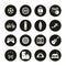 Free Time Or Hobby Icons White On Black Circle Set