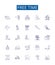 Free time line icons signs set. Design collection of Leisure, Idleness, Relaxation, Vacation, Holiday, Repose, Downtime