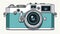 Free Vintage Leica Camera Vector In Light White And Dark Aquamarine Style