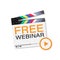 Free Webinar Icon. Flat design style with orange play button