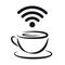 Free Wi-Fi zone icon with coffee cup and wireless signal outline