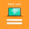 Free wifi access on laptop thin line icon