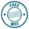 FREE WIFI text on blue round postal stamp sign