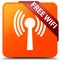 Free wifi (wlan network) orange square button red ribbon in corn