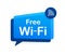 Free wifi zone blue icon. Free wifi here sign concept. Vector stock illustration.