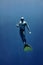 Freediver slowly raises up