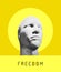 Freedom. Abstract digital human head. Futuristic background. Vector Illustration for advertising, marketing or presentation