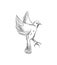 Freedom concept. Hand drawn pigeon flying out of two hands. Freedom of life, free bird enjoying nature isolated vector