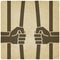 Freedom concept. hands breaking prison bars old background