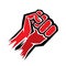 Freedom concept. vector red fist icon.