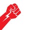 Freedom concept. vector red fist icon.