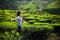 Freedom girl in mountains