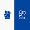 Freedom, Hand, Human, Power, Strength Line and Glyph Solid icon Blue banner Line and Glyph Solid icon Blue banner