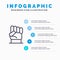 Freedom, Hand, Human, Power, Strength Line icon with 5 steps presentation infographics Background