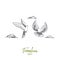 Freedom, peace, couple, flight, birds concept. Hand drawn isolated vector.