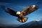 Freedoms symbol majestic eagle soars in a clear blue sky