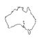 Freehand Australia map sketch on white background. Vector illustration.