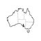 Freehand Australia map sketch on white background. Vector illustration.