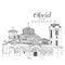 Freehand digital drawing of the Church of Panteleimon, Ohrid, Ma