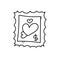 Freehand drawing love stamp illustration.