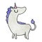 freehand drawn textured cartoon of cute kawaii unicorn