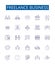 Freelance business line icons signs set. Design collection of freelance, business, contracting, outsourcing, self