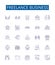 Freelance business line icons signs set. Design collection of freelance, business, contracting, outsourcing, self