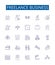 Freelance business line icons signs set. Design collection of freelance, business, contracting, outsourcing, self