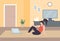 Freelance character working at home, work from home, self employed, home office, work at home, freedom conceptual vector