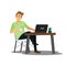 Freelance developer or designer working at home,vector character