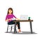 Freelance developer or designer working at home,vector character