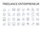 Freelance enterpreneur line icons collection. Solo-preneur, Independent contractor, Self-employed, Freelance worker