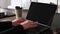 Freelance job home office hands typing laptop