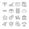 Freelance jobs line icon set 1. Included the icons as graphic design, coding, logistic, translate, web design and more.