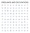 Freelance and occupations outline icons collection. Freelance, Occupations, Gig, Contractor, Enthusiast, Artisan